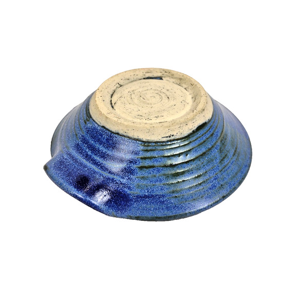Handmade Studio Pottery Clay Ceramic Swirl Spoon Rest Matte Blue Speckled - Picture 6 of 7